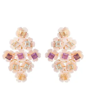 2-in-1 Pink Shell, Amethyst Blue & Lemon Quartz Earrings