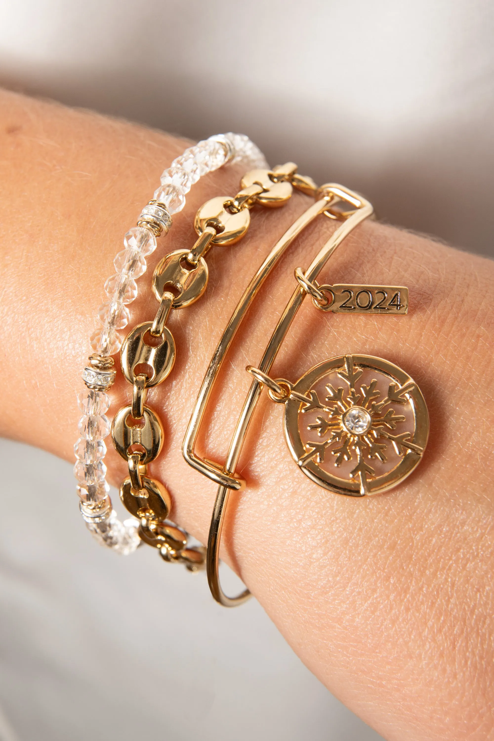 2024 Frosted Snowflake Charm Bangle