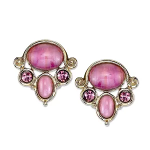 2028 Jewelry Amethyst Glass Quartz Light Amethyst Crystal Button Earrings 1928 Jewelry