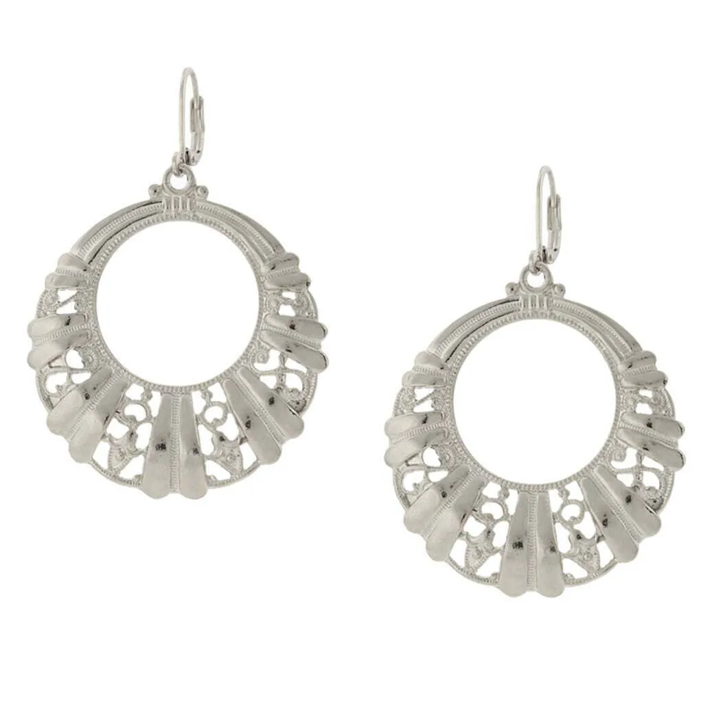 2028 Jewelry Art Deco Inspired Filigree Front Face Hoop Earrings 1928 Jewelry