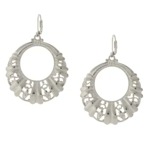 2028 Jewelry Art Deco Inspired Filigree Front Face Hoop Earrings 1928 Jewelry