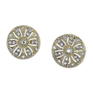 2028 Jewelry Crystal Disk Button Earrings 1928 Jewelry