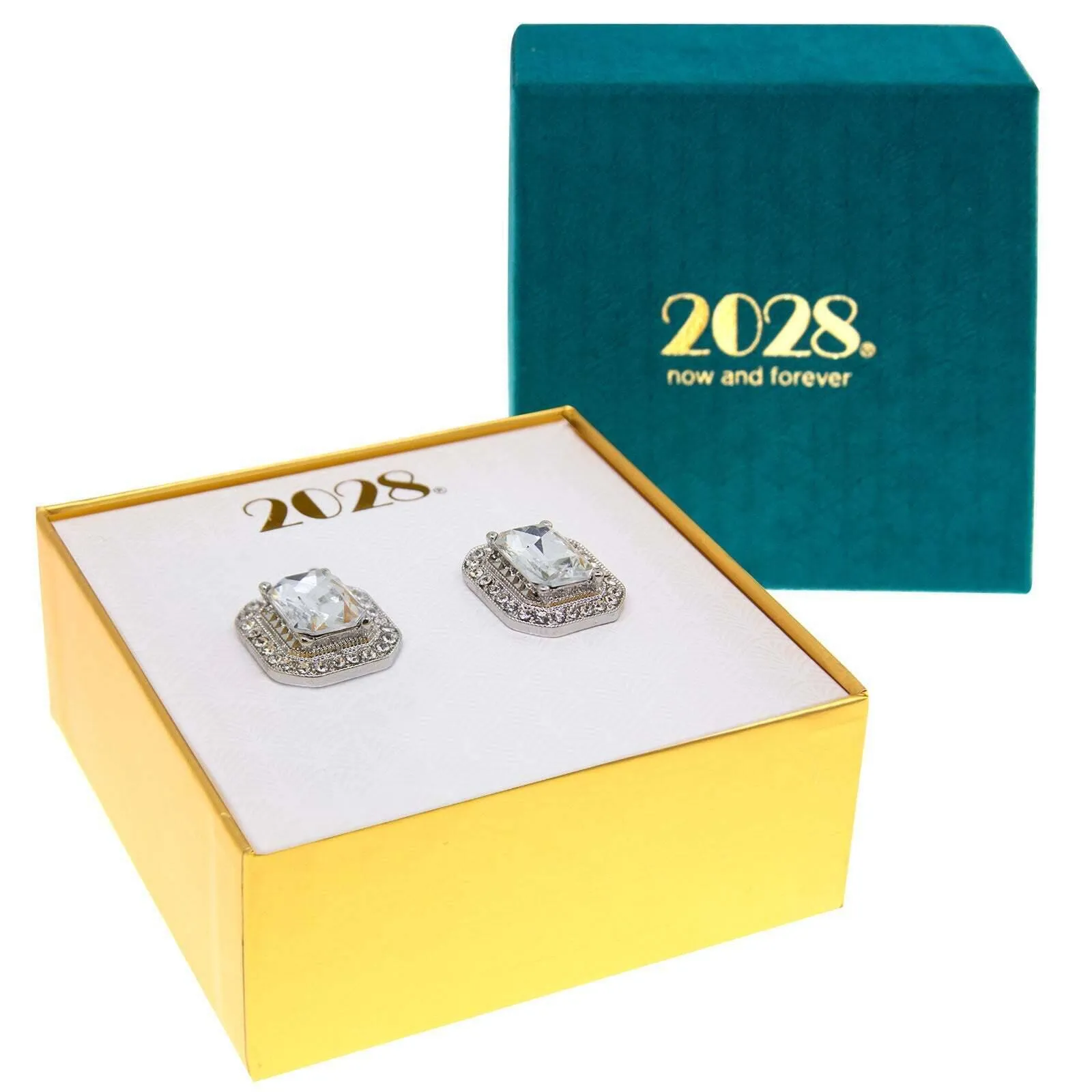 2028 Jewelry Crystal Octagon Button Earrings 1928 Jewelry