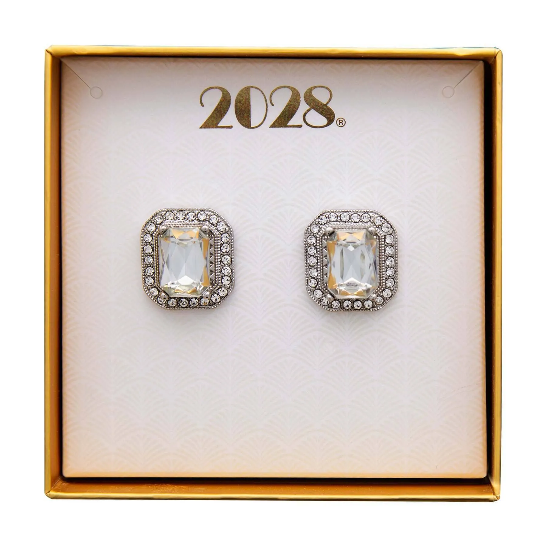 2028 Jewelry Crystal Octagon Button Earrings 1928 Jewelry