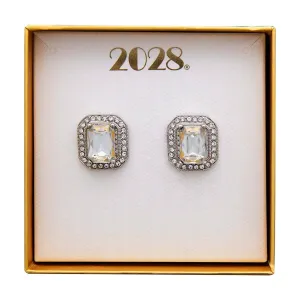 2028 Jewelry Crystal Octagon Button Earrings 1928 Jewelry