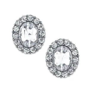 2028 Jewelry Crystal Oval Button Earrings 1928 Jewelry