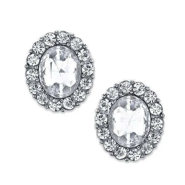 2028 Jewelry Crystal Oval Button Earrings 1928 Jewelry
