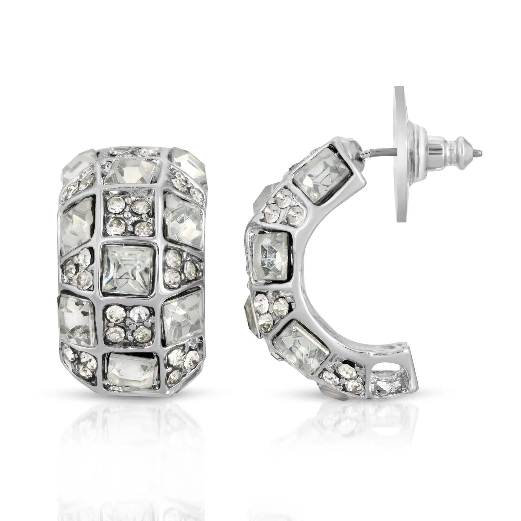 2028 Jewelry Grandeur Clear Crystal Half Hoop Earrings 1928 Jewelry