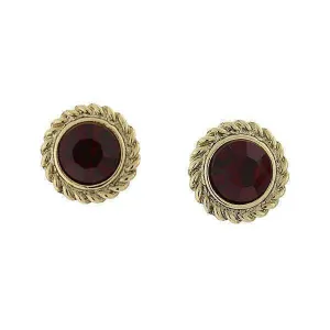 2028 Jewelry Siam Red Round Button Earrings 1928 Jewelry