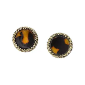 2028 Jewelry Tortoise Brown Round Button Earrings 1928 Jewelry
