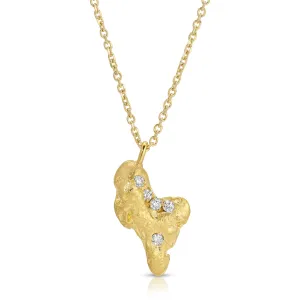22K YELLOW GOLD NUGGET WITH FIVE DIAMONDS Anita Ko
