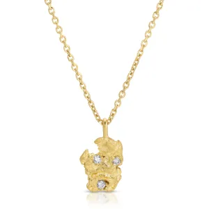 22K YELLOW GOLD NUGGET WITH THREE DIAMONDS Anita Ko