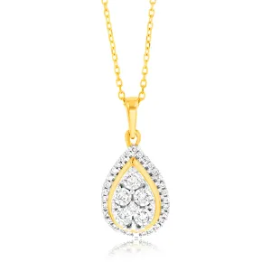 9ct Yellow Gold 1/6 Carat Diamond Pear Shaped Pendant Shiels