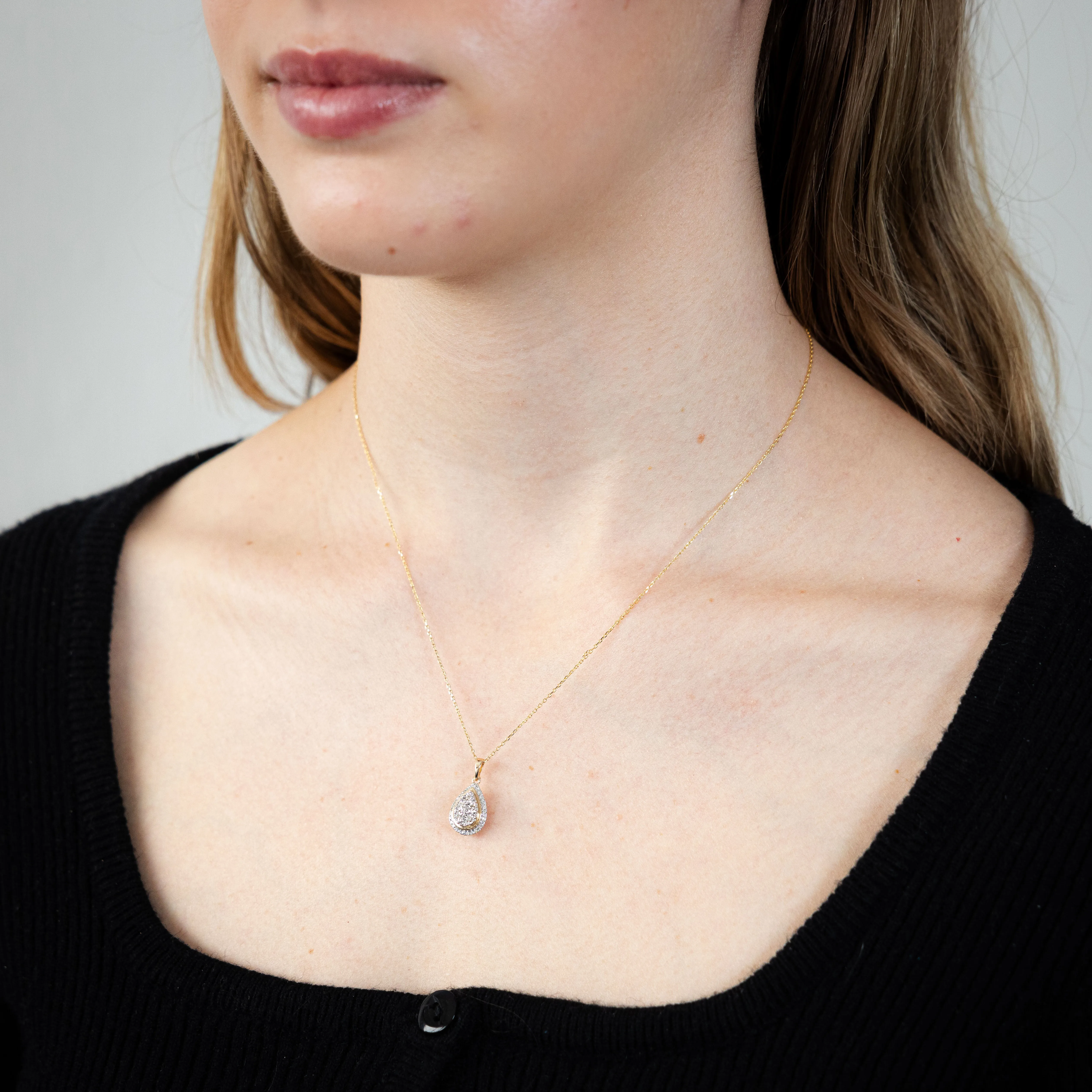 9ct Yellow Gold 1/6 Carat Diamond Pear Shaped Pendant Shiels