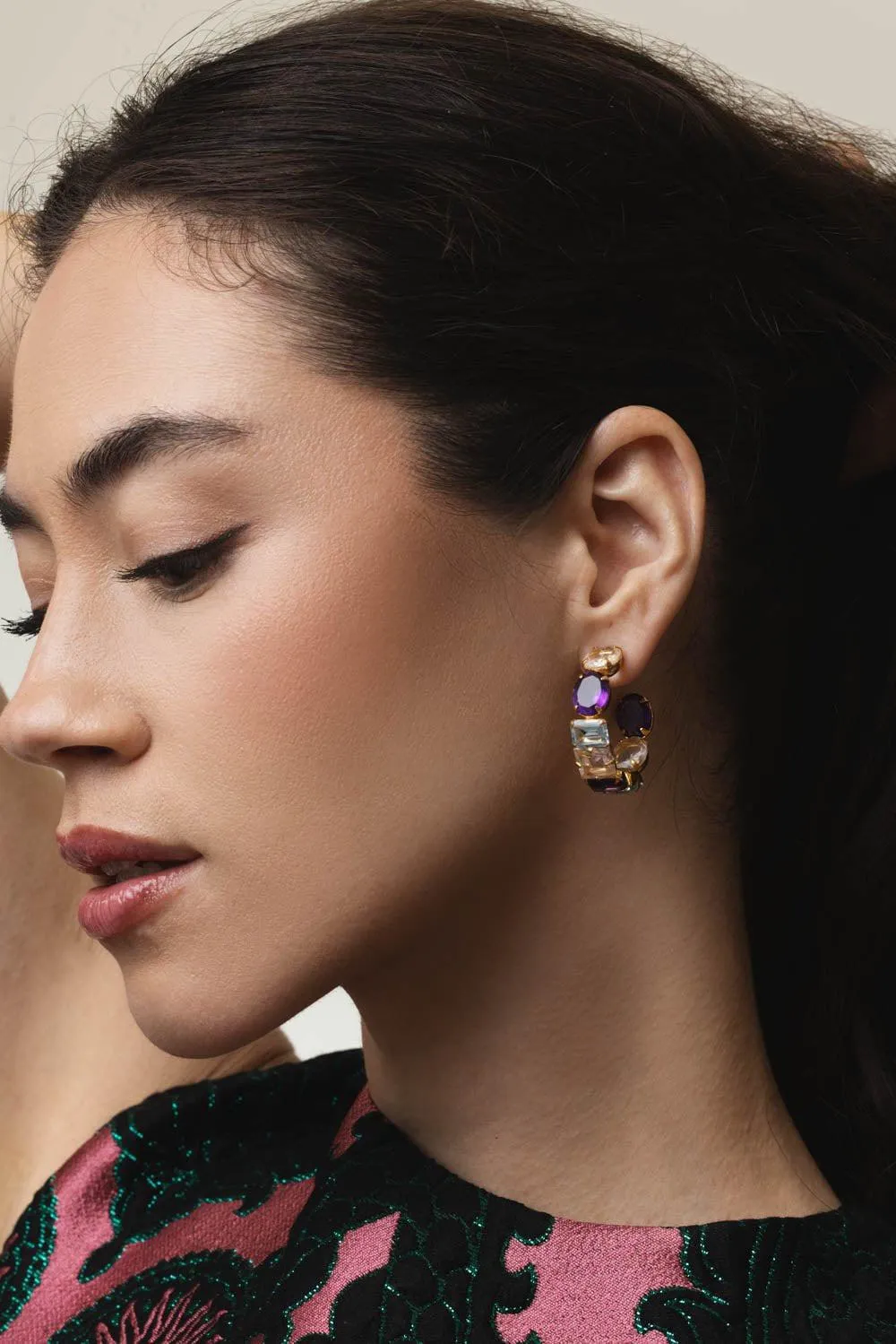 Amethyst Quartz Hoop Earrings