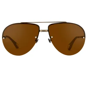 Ann Demeulemeester Men's Sunglasses White Gold and Brown AD13C3SUN