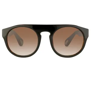 Ann Demeulemeester Sunglasses Flat Top Black and Brown AD10C6SUN