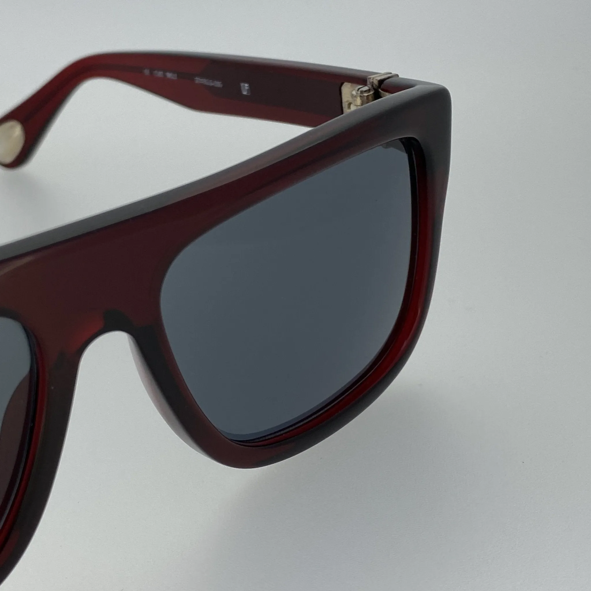 Ann Demeulemeester Sunglasses Flat Top Bordeaux Red and Blue