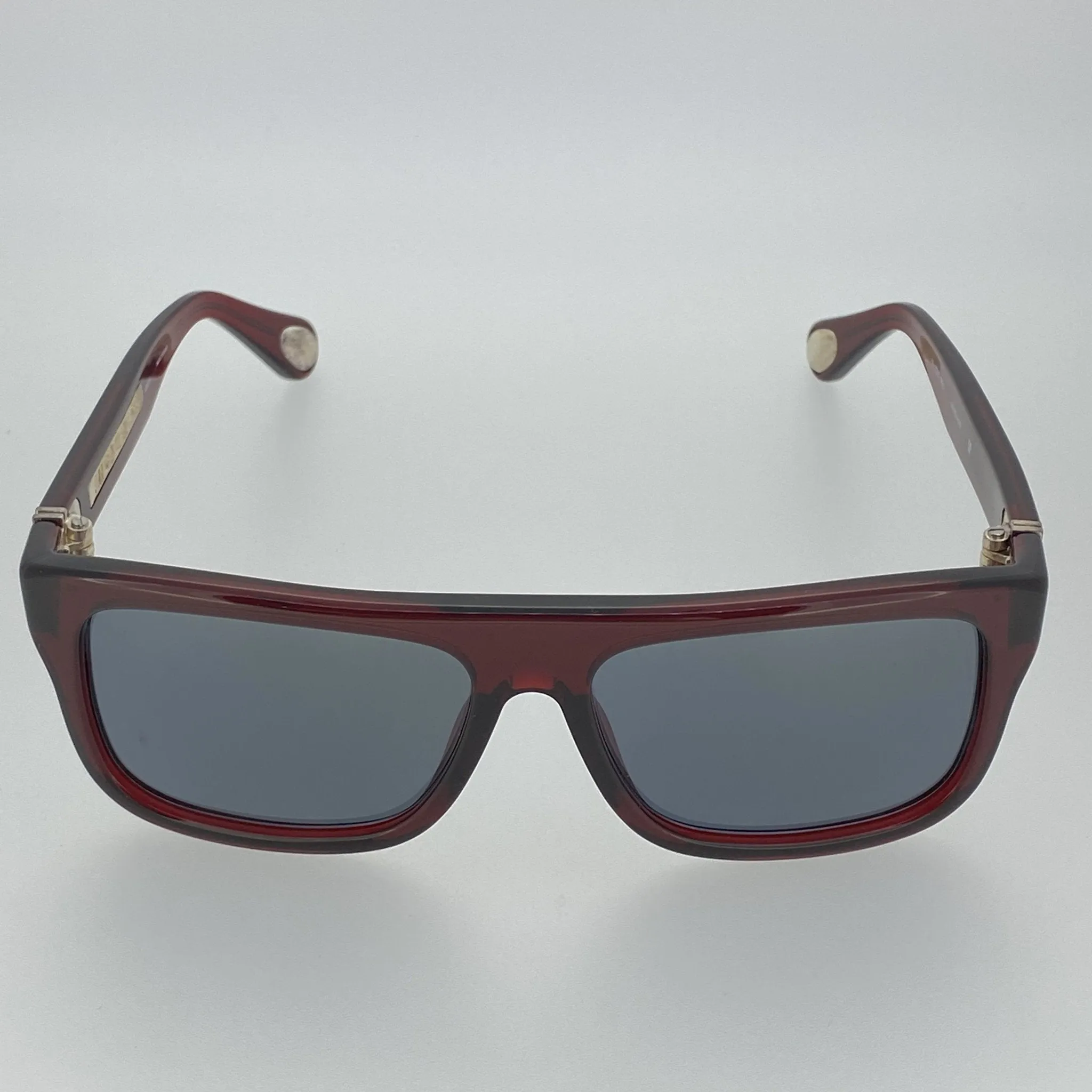 Ann Demeulemeester Sunglasses Flat Top Bordeaux Red and Blue