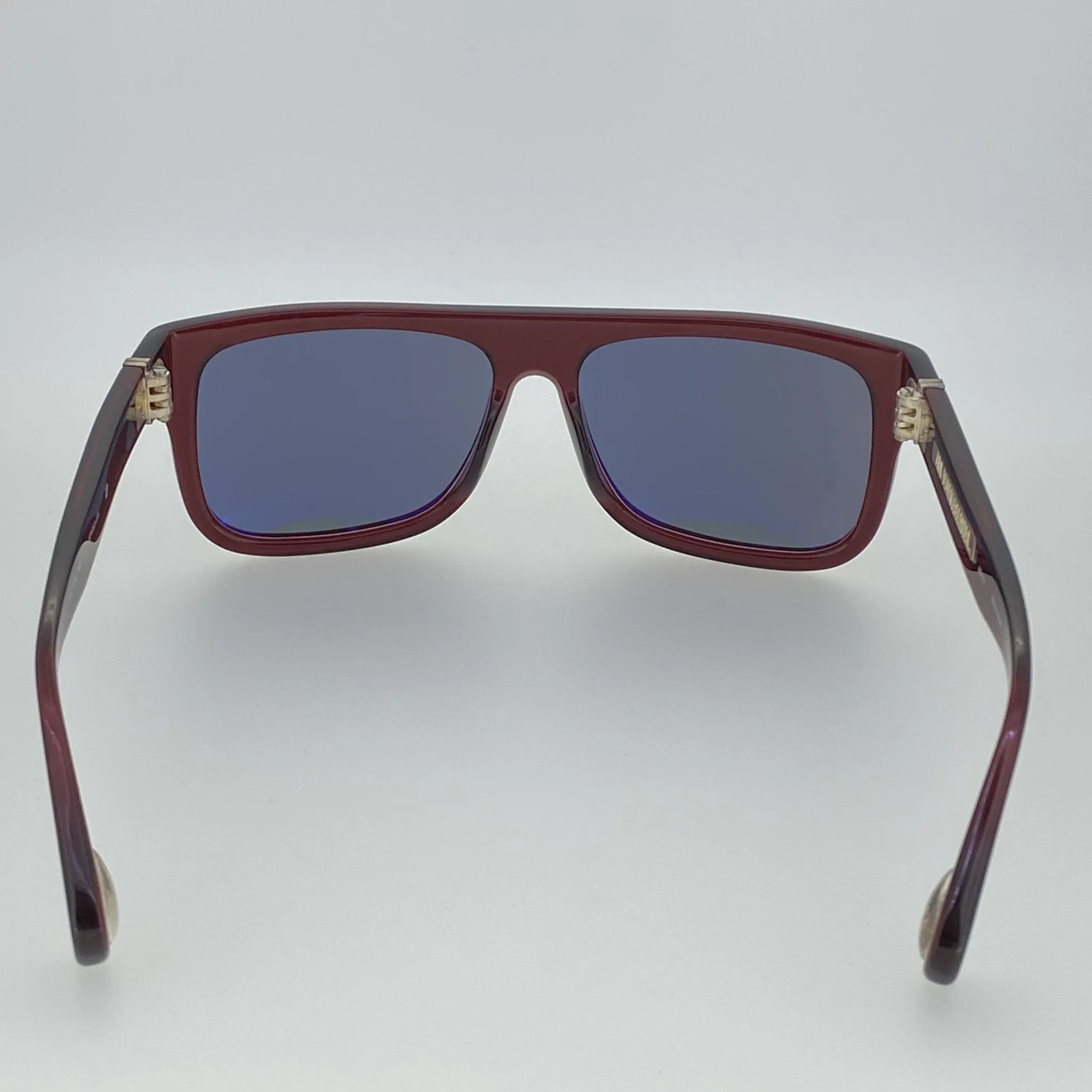 Ann Demeulemeester Sunglasses Flat Top Bordeaux Red and Blue