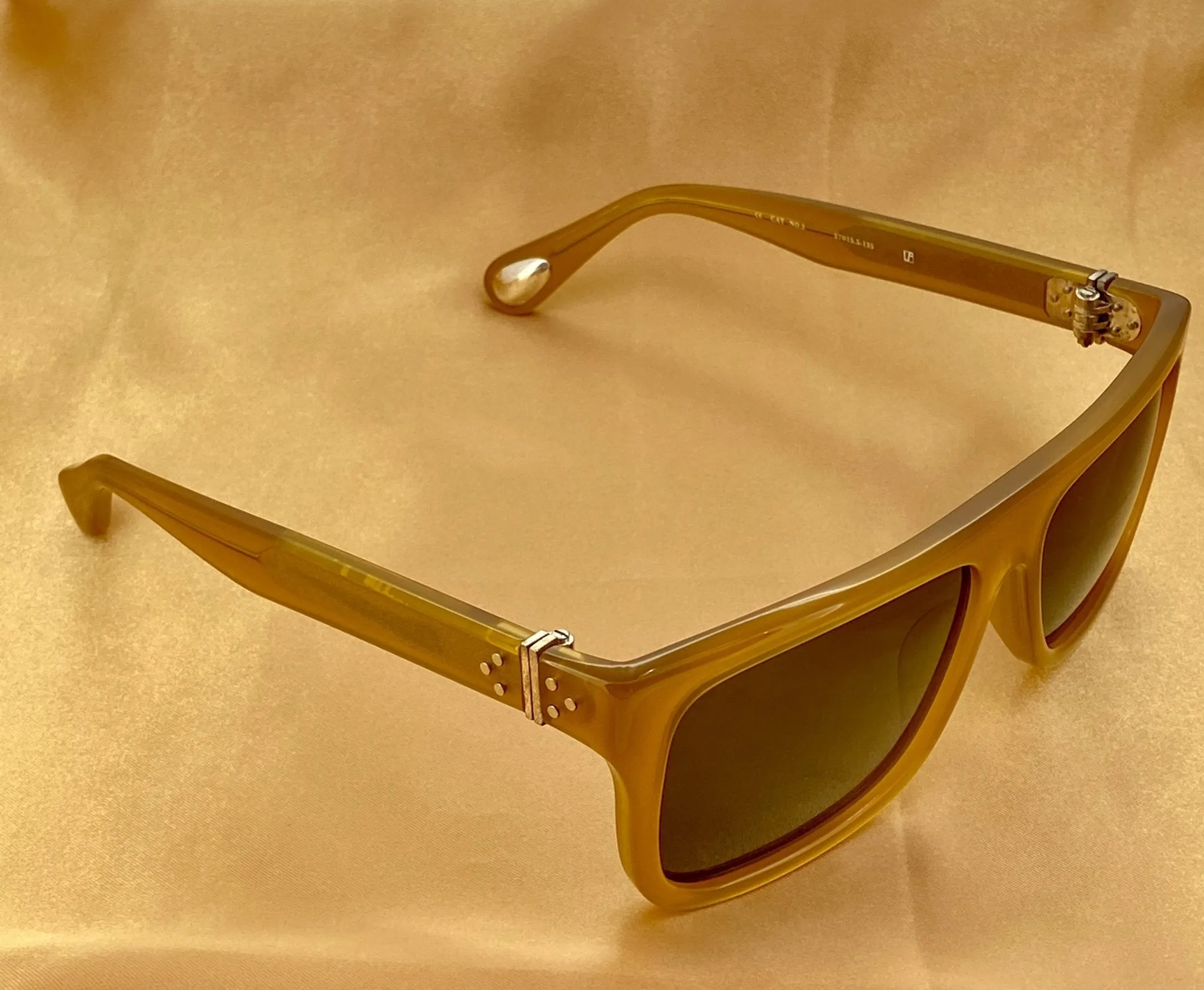 Ann Demeulemeester Sunglasses Flat Top Honey Orange and Green
