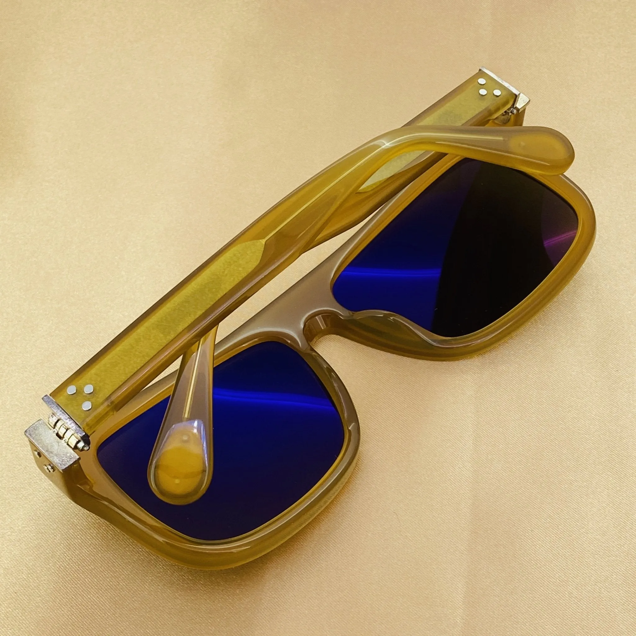 Ann Demeulemeester Sunglasses Flat Top Honey Orange and Green