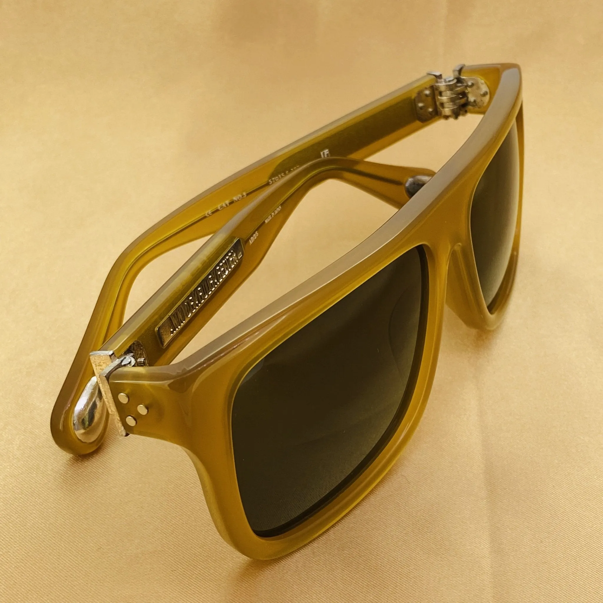 Ann Demeulemeester Sunglasses Flat Top Honey Orange and Green