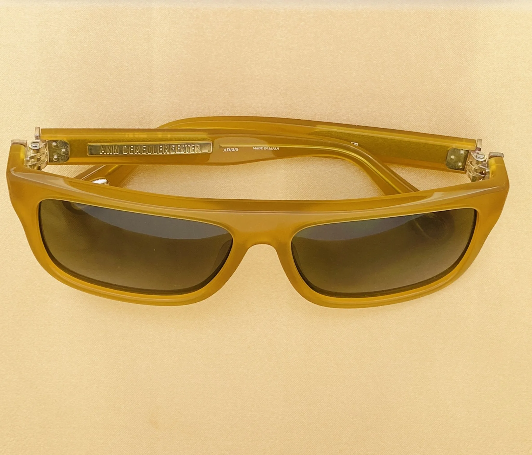 Ann Demeulemeester Sunglasses Flat Top Honey Orange and Green