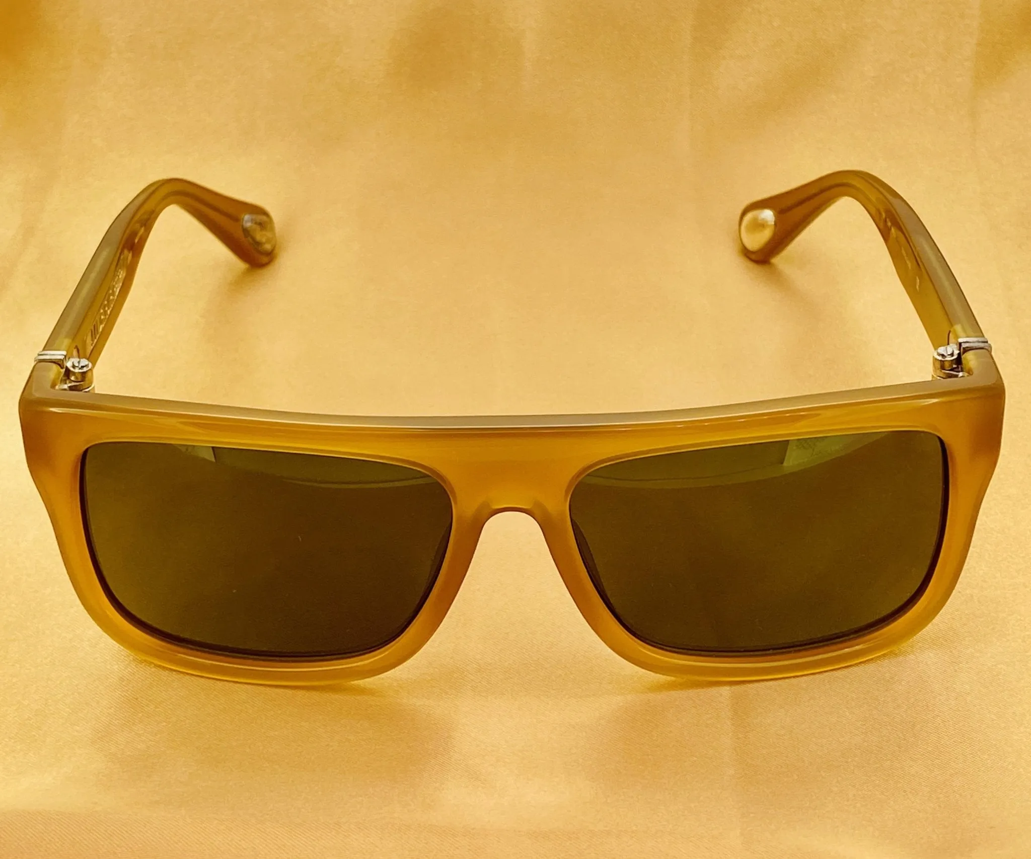 Ann Demeulemeester Sunglasses Flat Top Honey Orange and Green