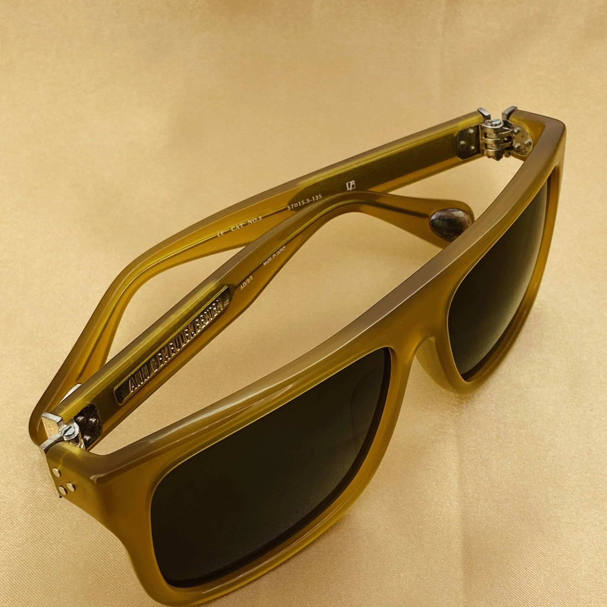 Ann Demeulemeester Sunglasses Flat Top Honey Orange and Green
