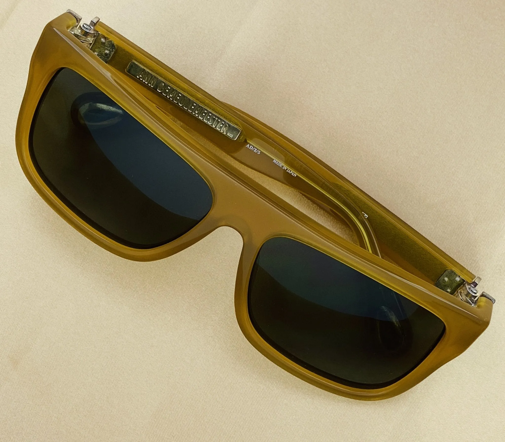 Ann Demeulemeester Sunglasses Flat Top Honey Orange and Green