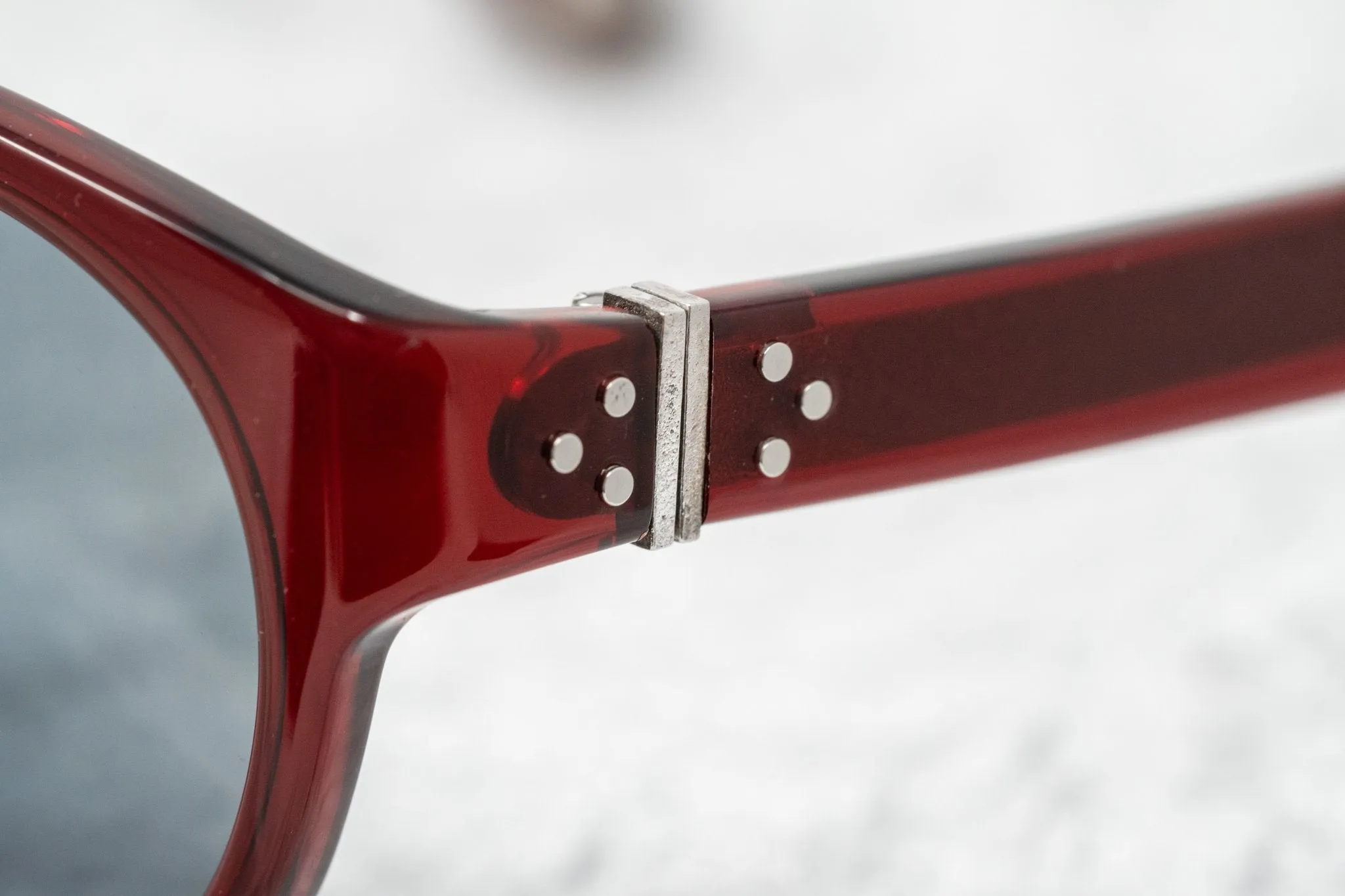 Ann Demeulemeester Sunglasses Flat Top Round Bordeaux Red and Blue
