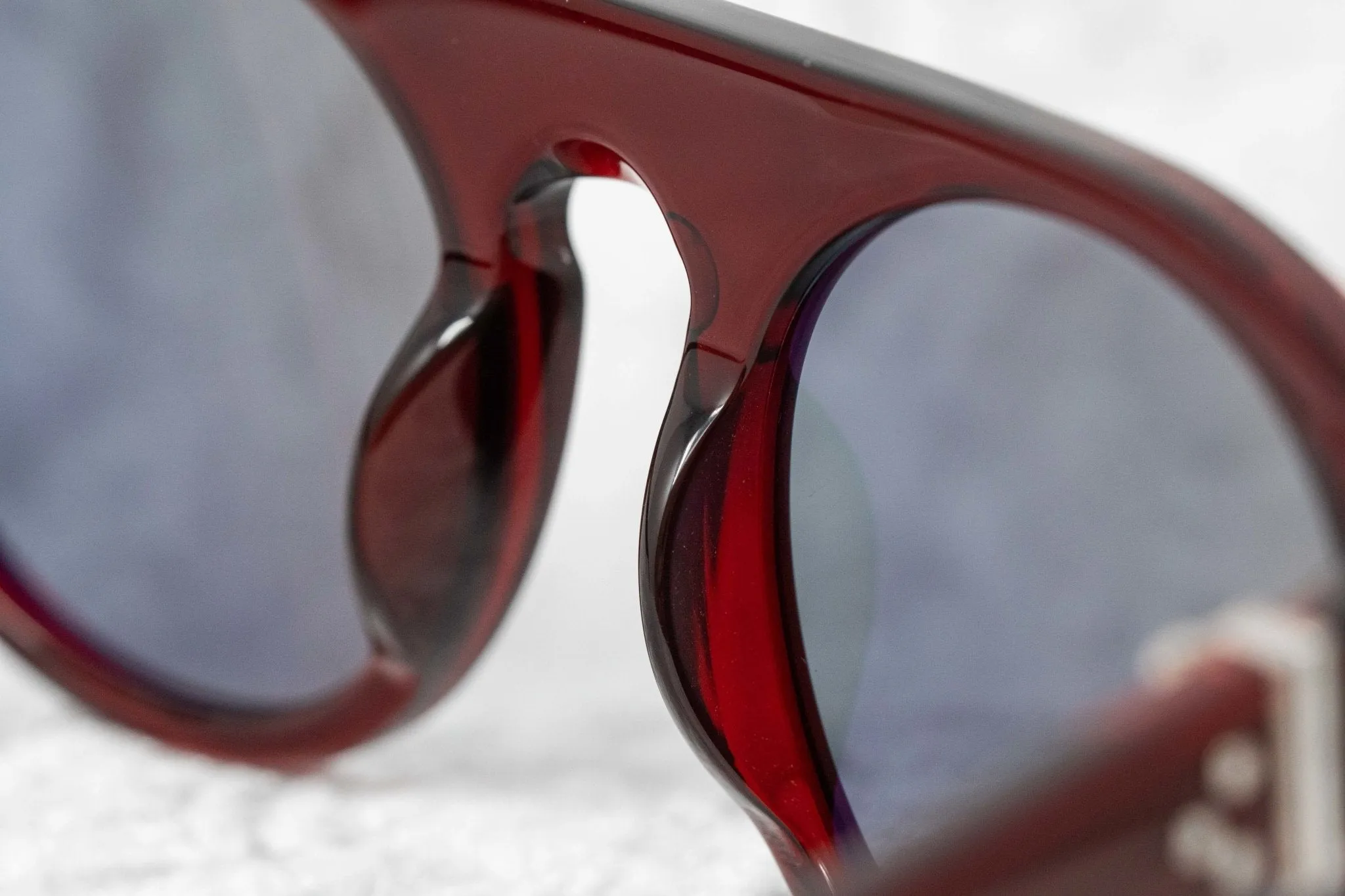 Ann Demeulemeester Sunglasses Flat Top Round Bordeaux Red and Blue