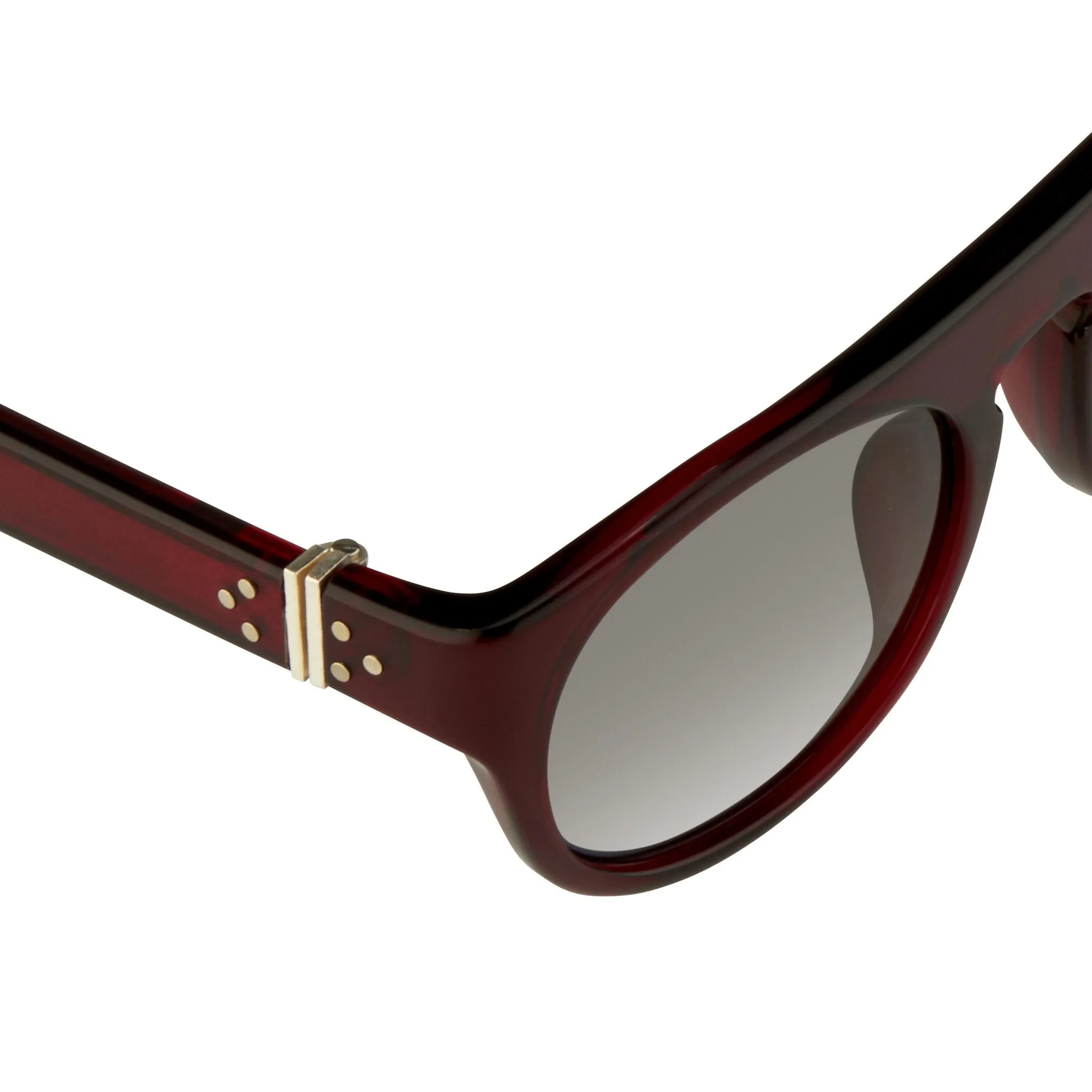 Ann Demeulemeester Sunglasses Flat Top Round Bordeaux Red and Blue