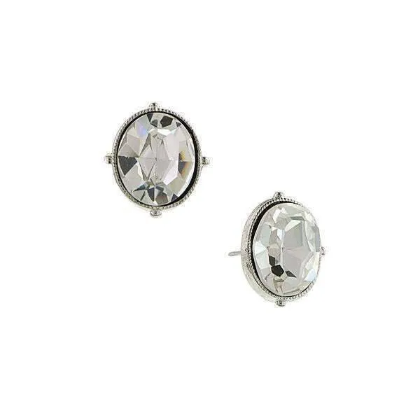 Antiquities Couture Austrian Crystal Oval Stud Earrings 1928 Jewelry