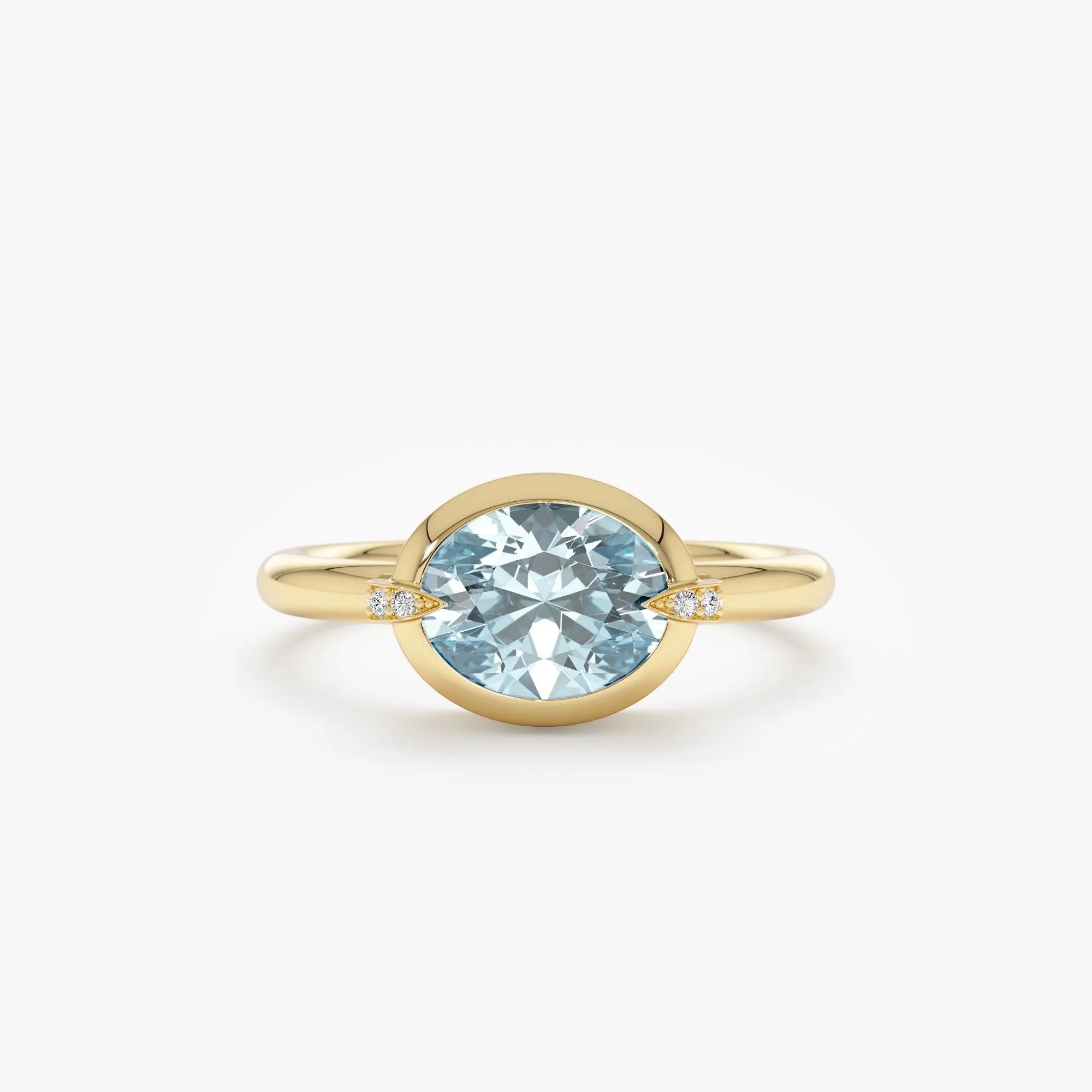 Aquamarine and Claw Diamond Accent Ring, Xiomara SARAHELISE