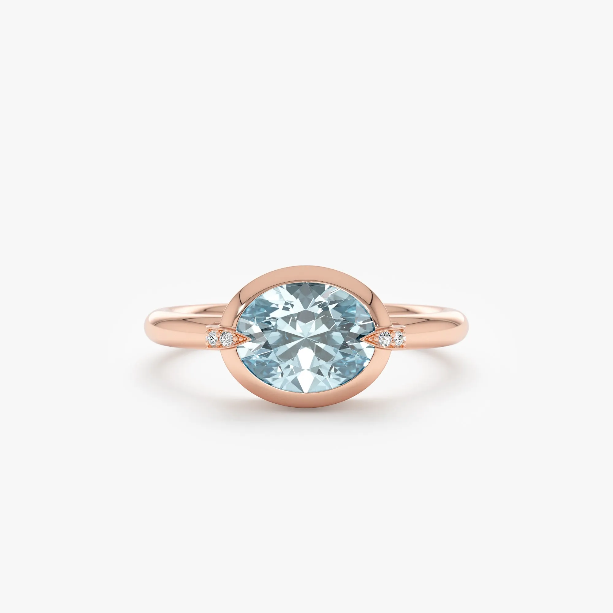 Aquamarine and Claw Diamond Accent Ring, Xiomara SARAHELISE