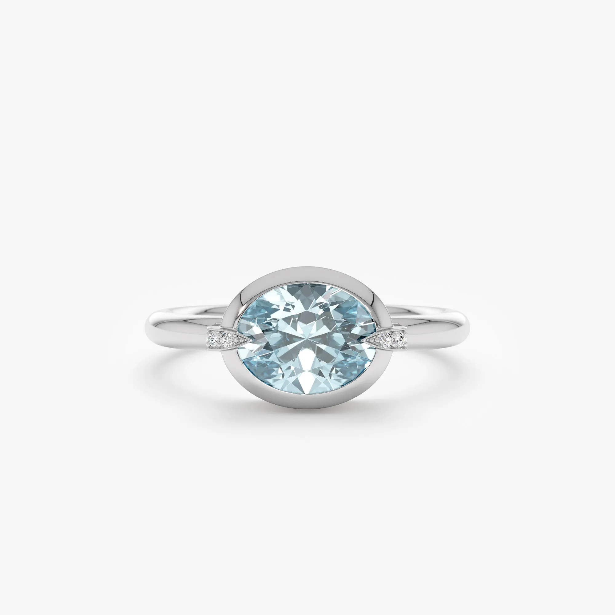 Aquamarine and Claw Diamond Accent Ring, Xiomara SARAHELISE