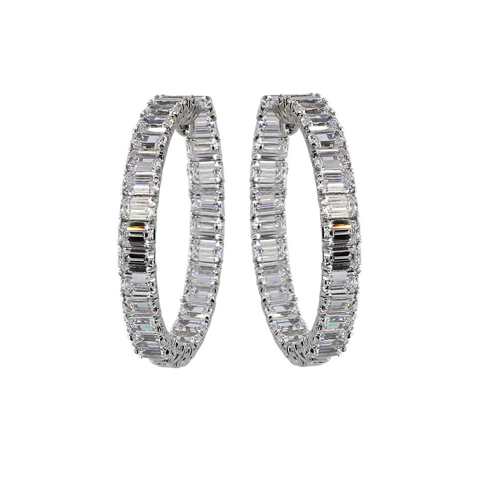 Asscher Cut Hoop Earrings