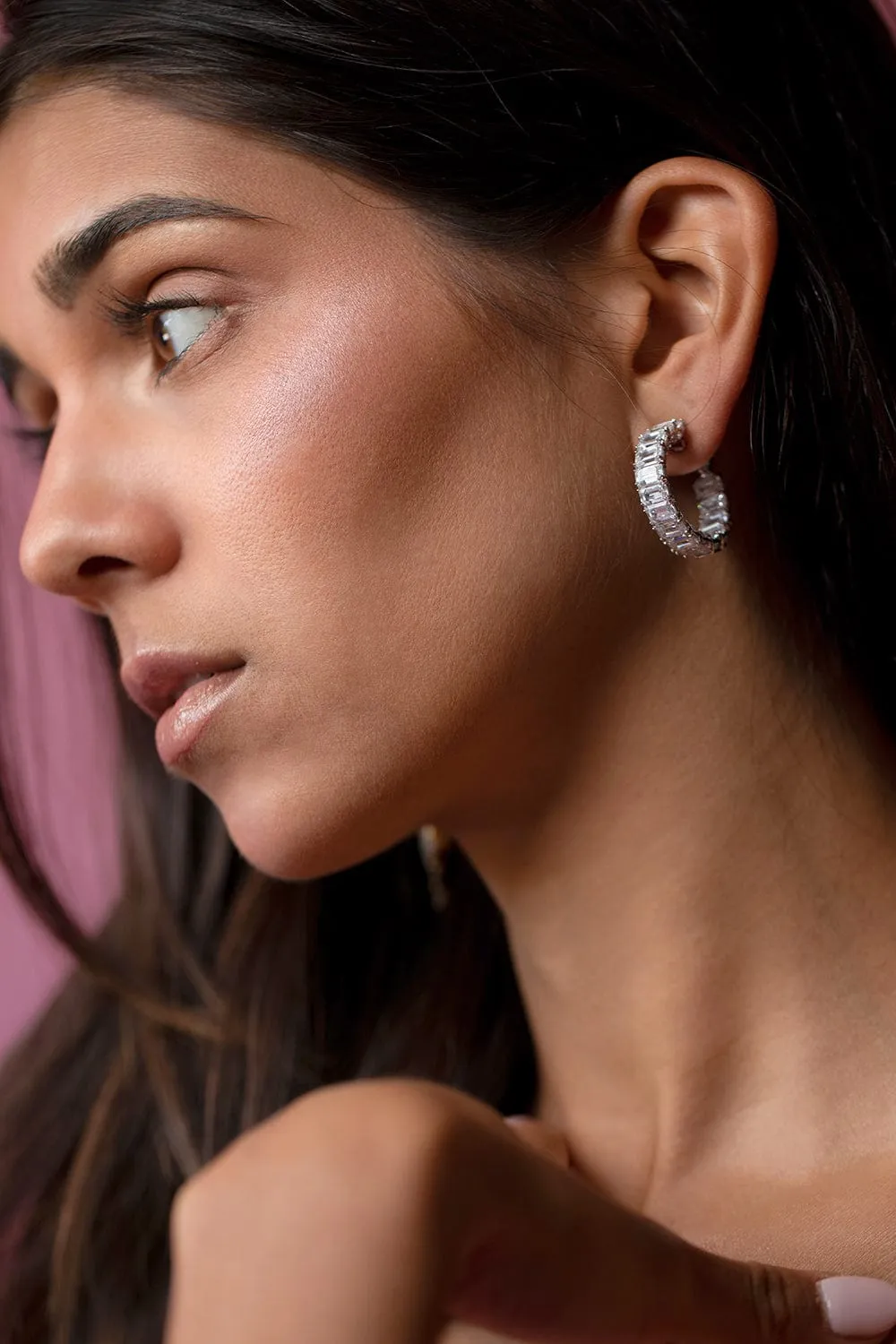 Asscher Cut Hoop Earrings