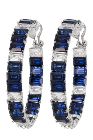 Asscher Sapphire Hoops