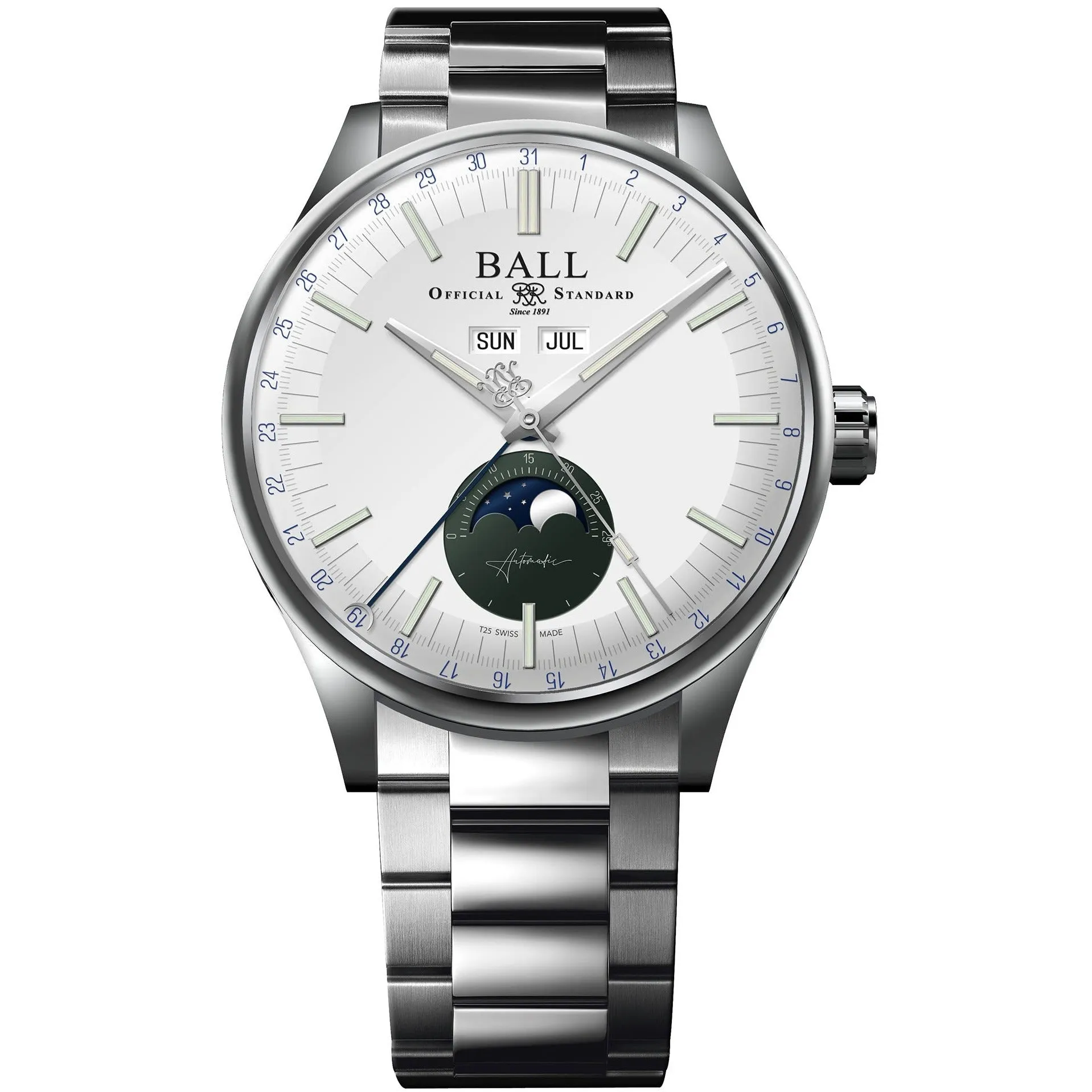 Ball Engineer II Moon Calendar Men's Green Watch NM3016C-S1J-WHGR