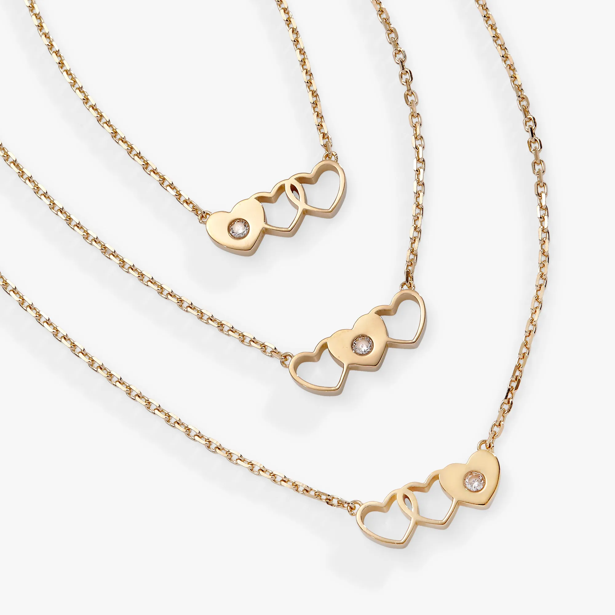 Best Friends BFF Heart Necklaces Set of 3