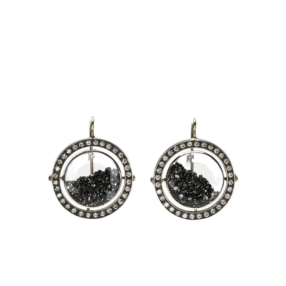 Black Diamond and Sapphire Orbit Earrings