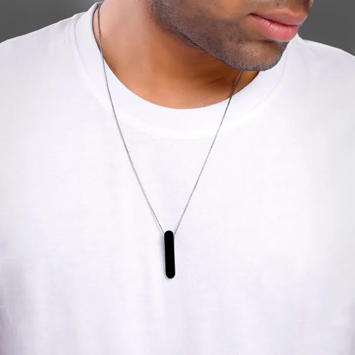 Black Rhodium Bro code Pendant With Box Chain For Him Giva