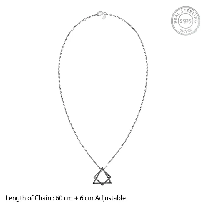 Black Rhodium Hexagram Pendant With Box Chain For Him Giva