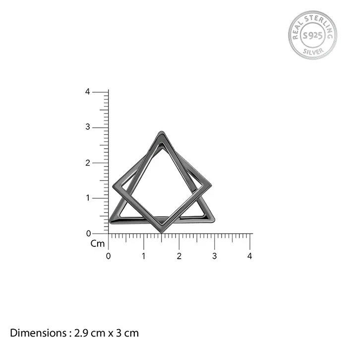 Black Rhodium Hexagram Pendant With Box Chain For Him Giva