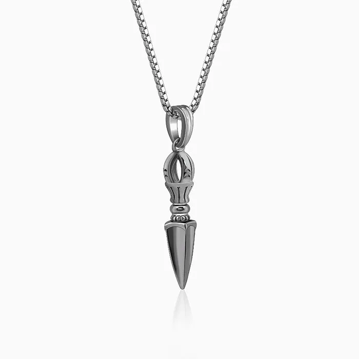 Black Rhodium Phurba Pendant With Box Chain For Him Giva