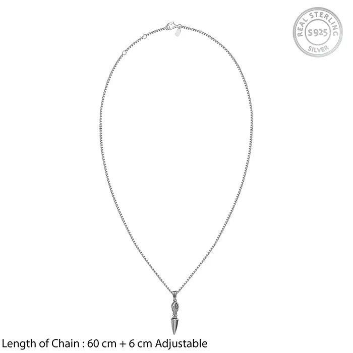 Black Rhodium Phurba Pendant With Box Chain For Him Giva