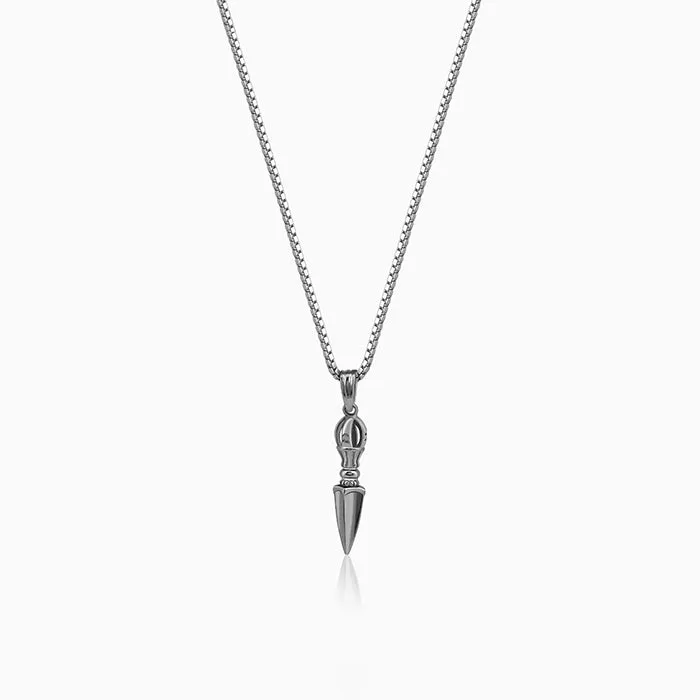 Black Rhodium Phurba Pendant With Box Chain For Him Giva